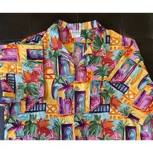 Vintage UTY Apparel All Over Print Hawaiian Short Sleeve Button Up Shirt Mens XL